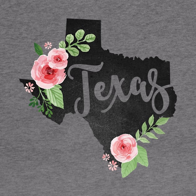 Texas Floral Chalkboard State by teevisionshop